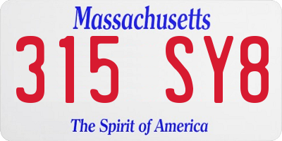 MA license plate 315SY8