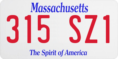 MA license plate 315SZ1