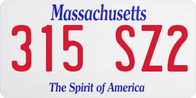 MA license plate 315SZ2