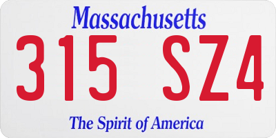 MA license plate 315SZ4