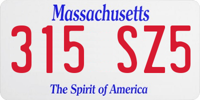 MA license plate 315SZ5