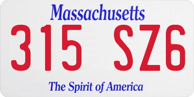 MA license plate 315SZ6