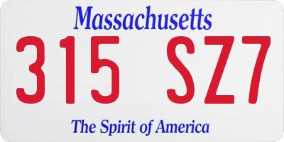 MA license plate 315SZ7