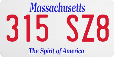 MA license plate 315SZ8