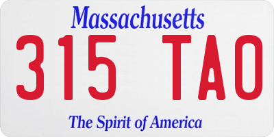 MA license plate 315TA0