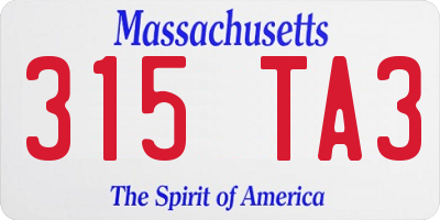 MA license plate 315TA3