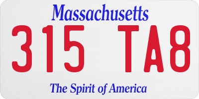 MA license plate 315TA8