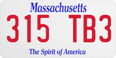 MA license plate 315TB3