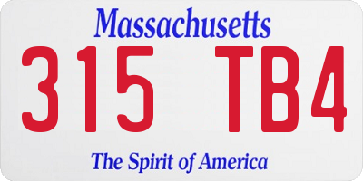MA license plate 315TB4