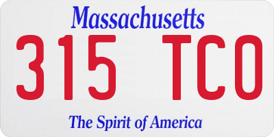 MA license plate 315TC0