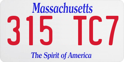 MA license plate 315TC7