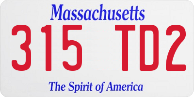 MA license plate 315TD2