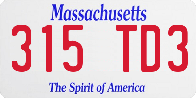 MA license plate 315TD3