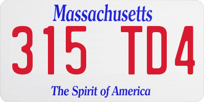 MA license plate 315TD4