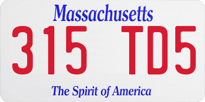MA license plate 315TD5