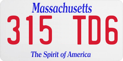 MA license plate 315TD6