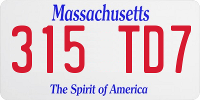 MA license plate 315TD7