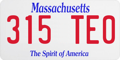 MA license plate 315TE0
