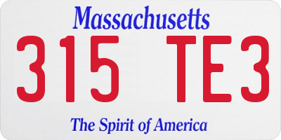 MA license plate 315TE3