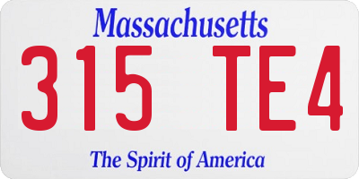 MA license plate 315TE4
