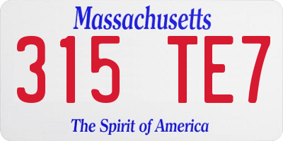 MA license plate 315TE7