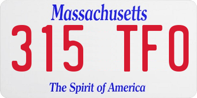 MA license plate 315TF0