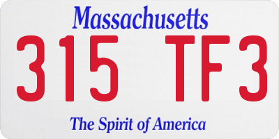 MA license plate 315TF3