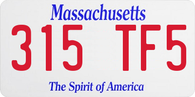 MA license plate 315TF5