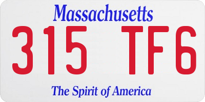 MA license plate 315TF6