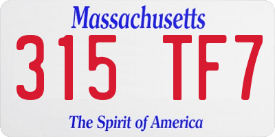MA license plate 315TF7