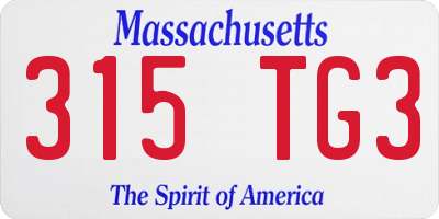 MA license plate 315TG3
