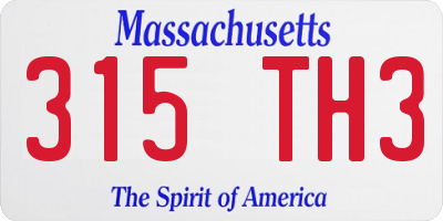 MA license plate 315TH3