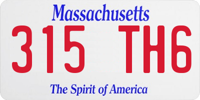 MA license plate 315TH6