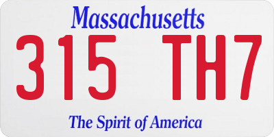 MA license plate 315TH7