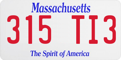 MA license plate 315TI3