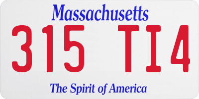 MA license plate 315TI4