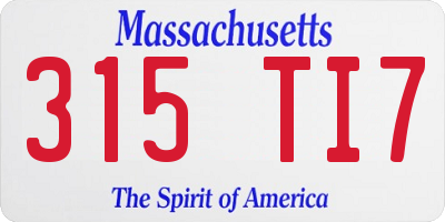 MA license plate 315TI7
