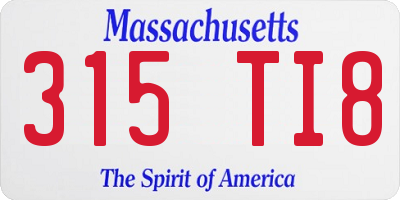 MA license plate 315TI8