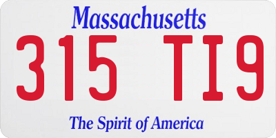 MA license plate 315TI9