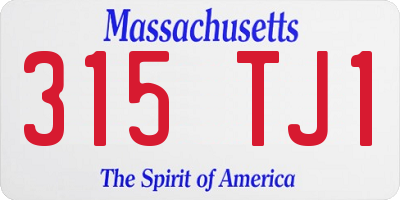 MA license plate 315TJ1