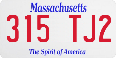 MA license plate 315TJ2