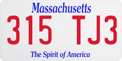 MA license plate 315TJ3