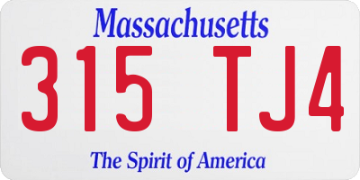 MA license plate 315TJ4