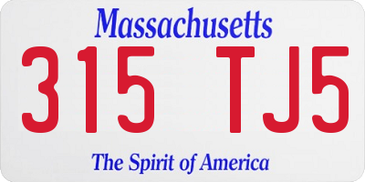 MA license plate 315TJ5