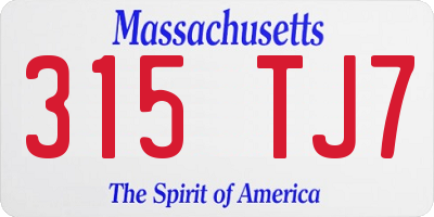 MA license plate 315TJ7