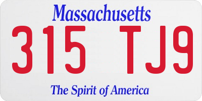MA license plate 315TJ9