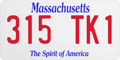 MA license plate 315TK1