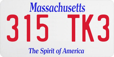 MA license plate 315TK3