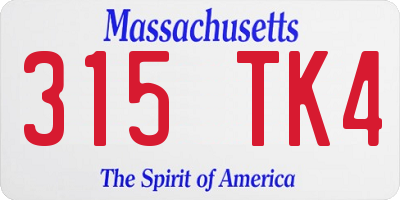 MA license plate 315TK4