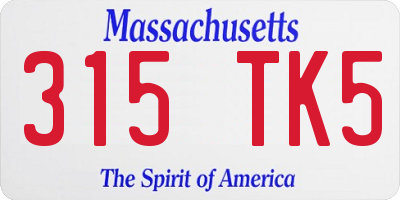 MA license plate 315TK5